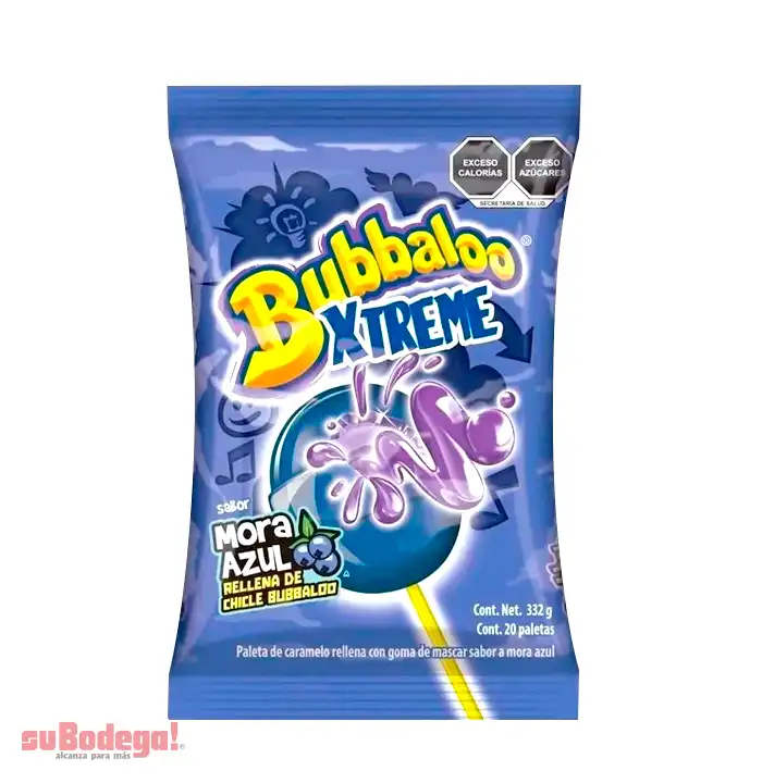 Paleta Bubbaxtreme Mora Azul 20 pz.